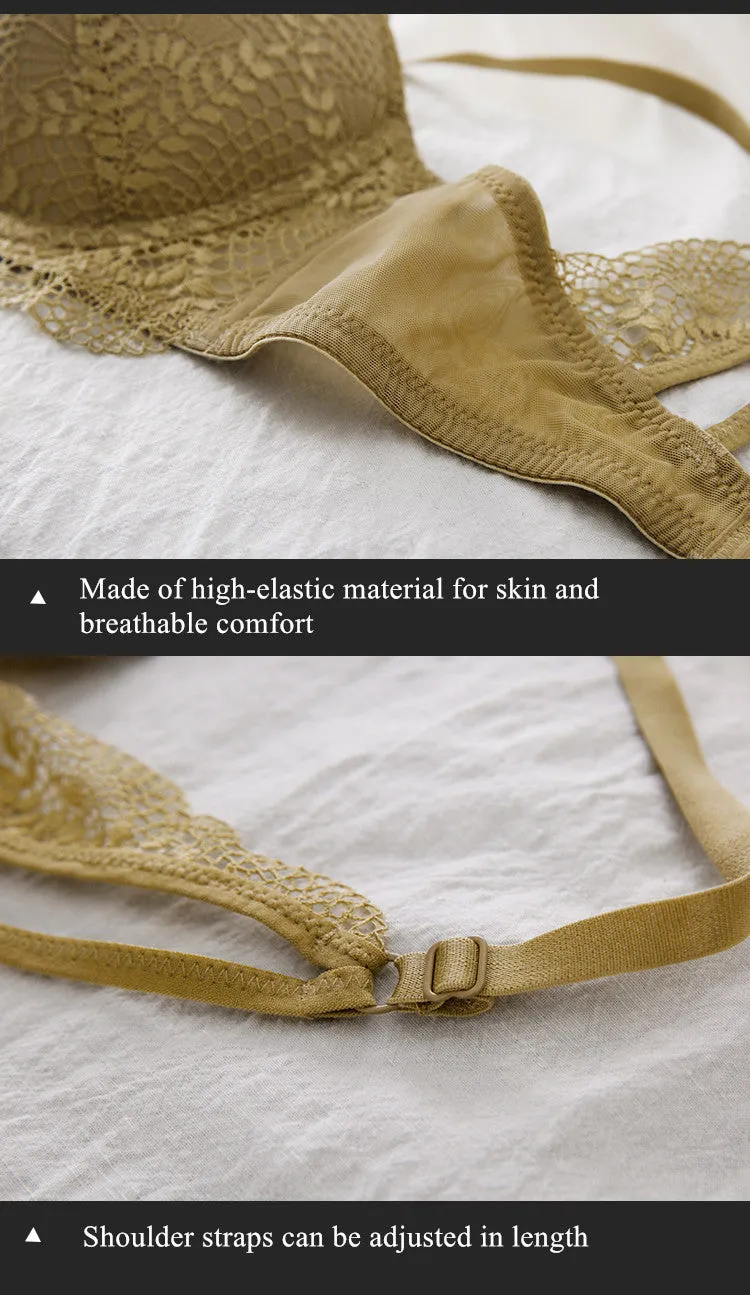 2 Piece Ladies underwear Set Lace Sexy Comfortable Brassiere Adjustable Straps Gathered Lingerie Push-up Bra And Panty Set