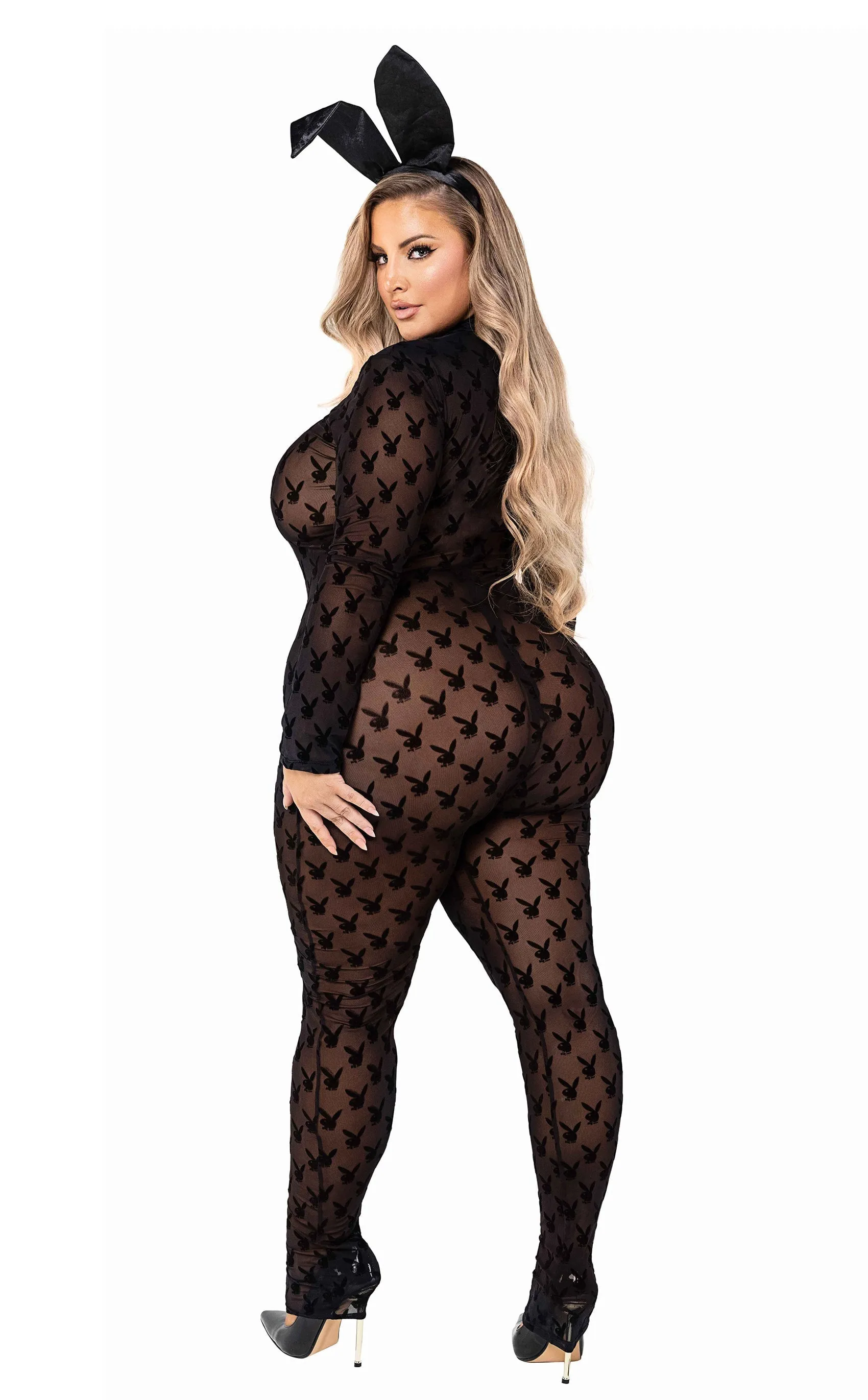 2pc Sheer Playboy Bunny Bodysuit