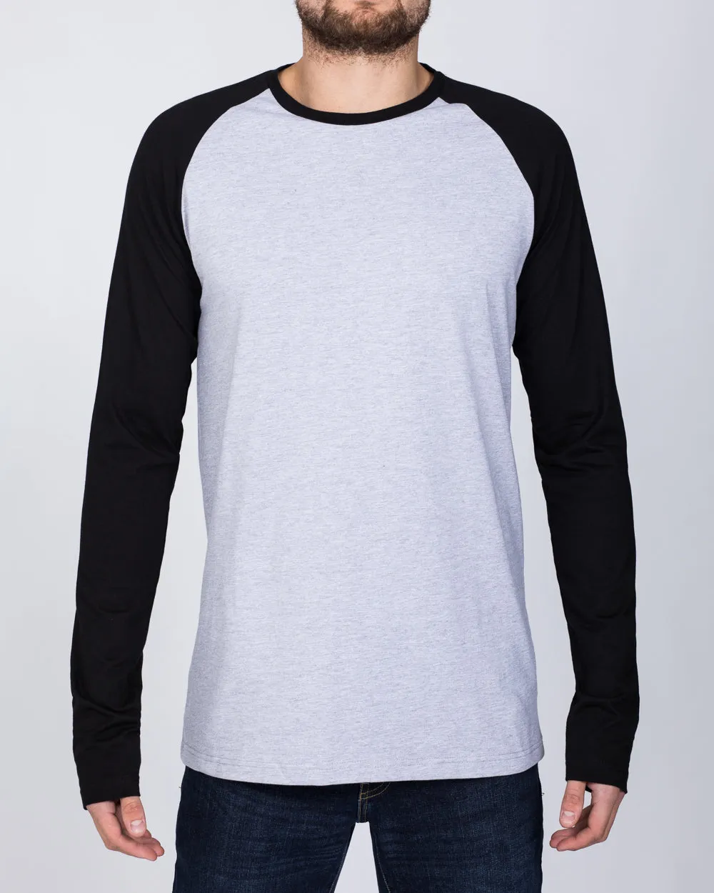 2t Raglan Long Sleeve Tall T-Shirt (grey/black)