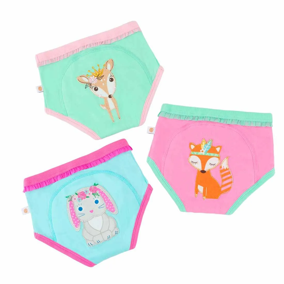 3 Piece Organic Potty Training Pants Set - Girls - Woodland Princesses