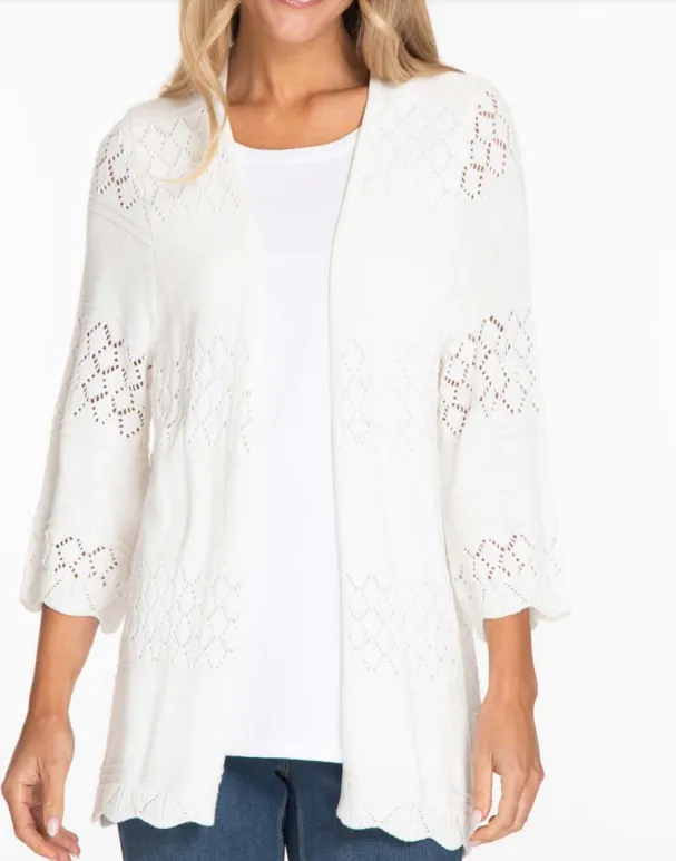 3/4 Bell Sleeve Open Front Cardigan