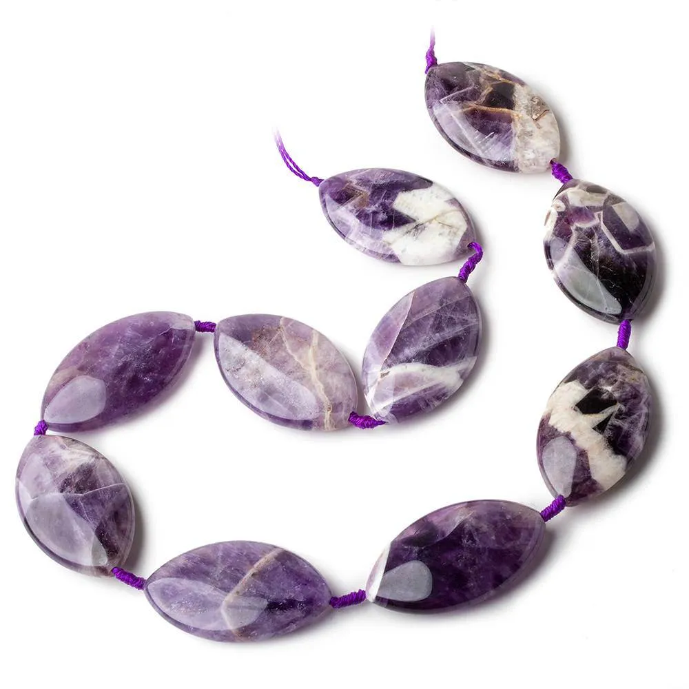 34x20x8mm Cape Amethyst straight drilled plain marquise 16 inch 10 beads