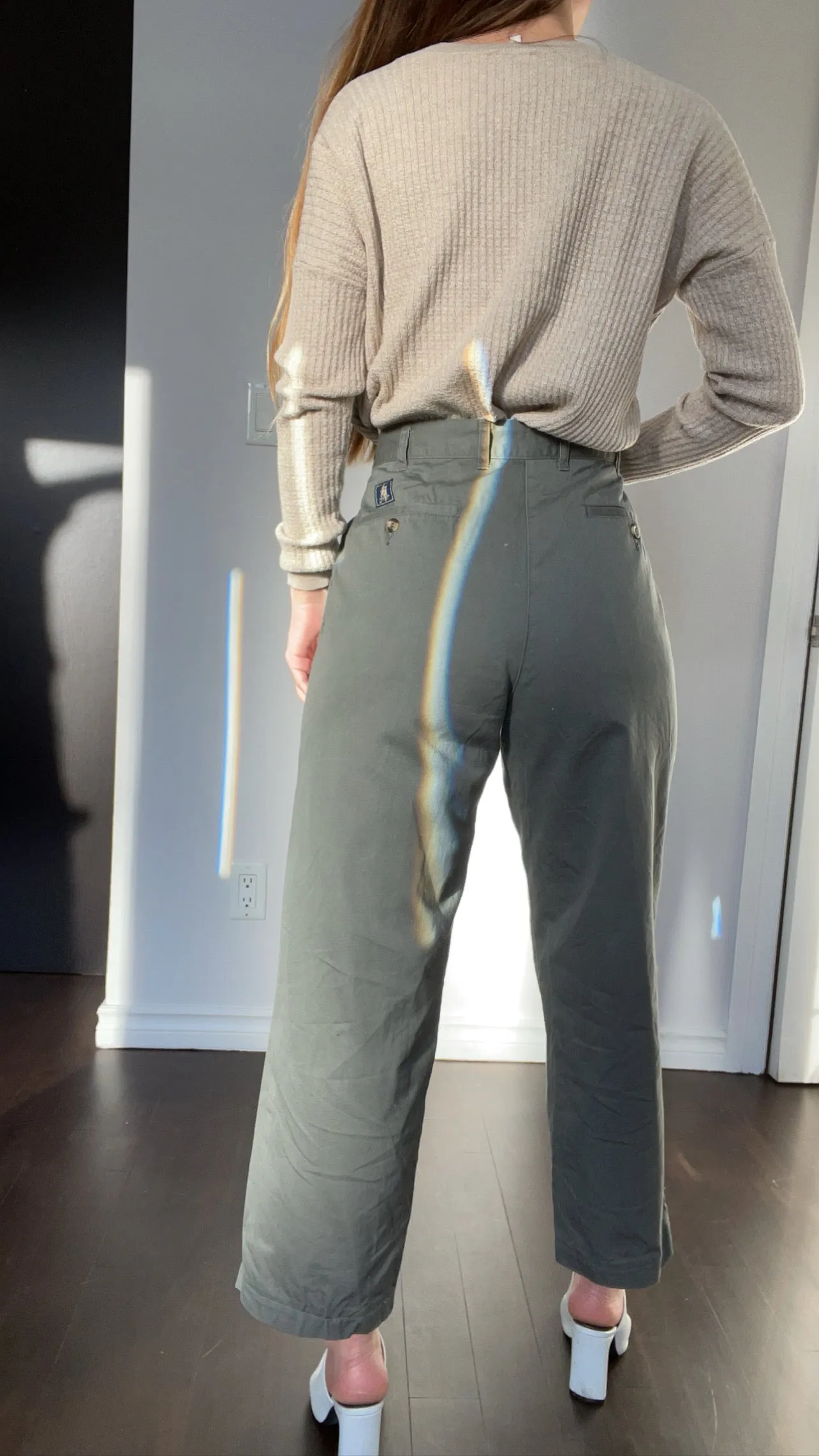 90s Grey High-Rise Chinos - 30