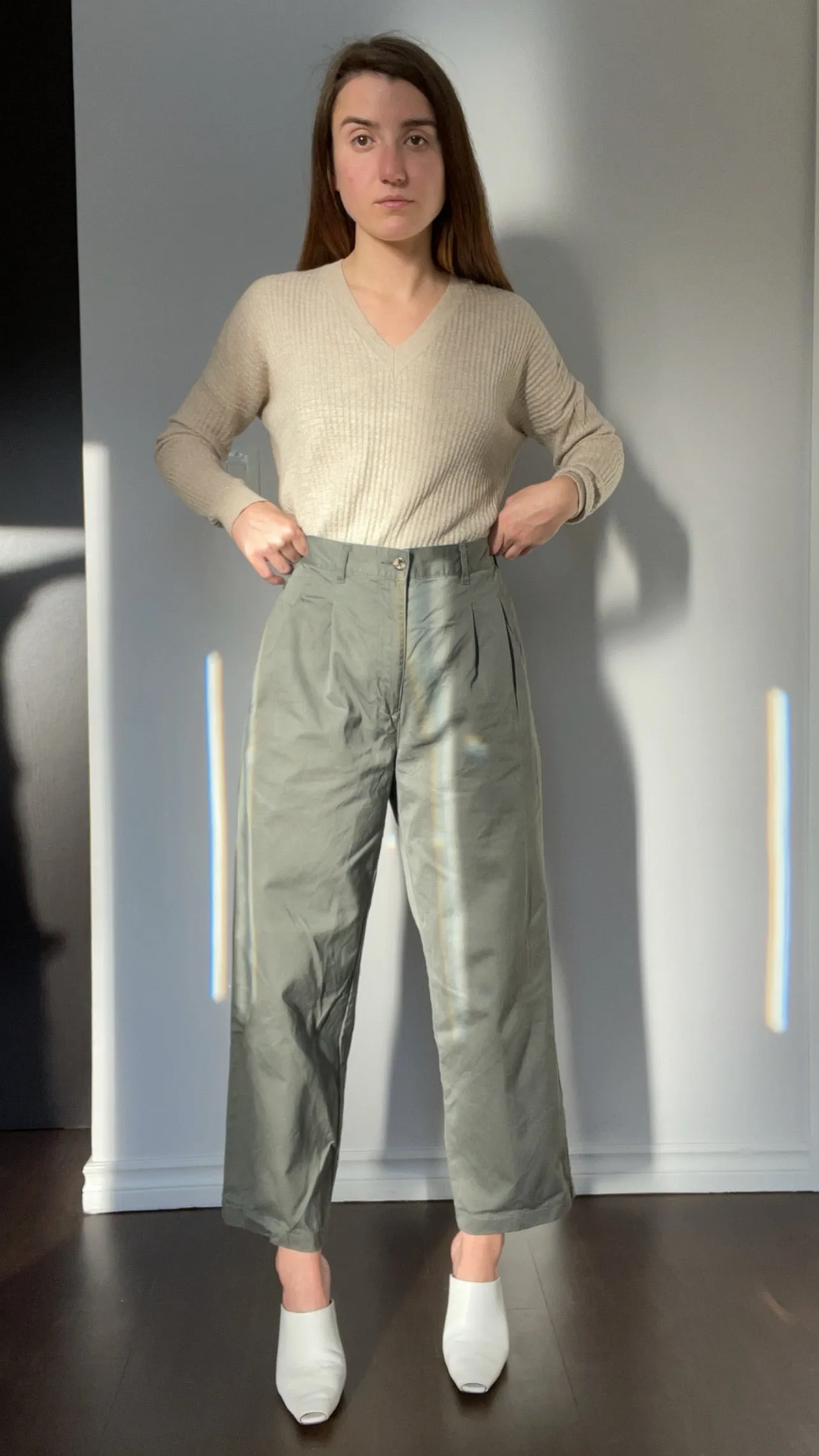 90s Grey High-Rise Chinos - 30