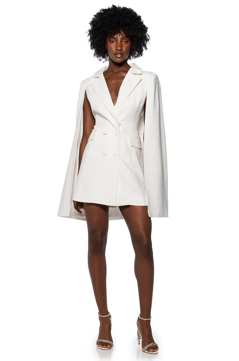 A LA MODE MINI BLAZER DRESS IN WHITE