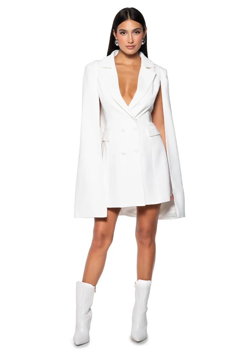 A LA MODE MINI BLAZER DRESS IN WHITE