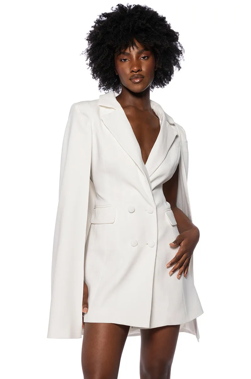 A LA MODE MINI BLAZER DRESS IN WHITE