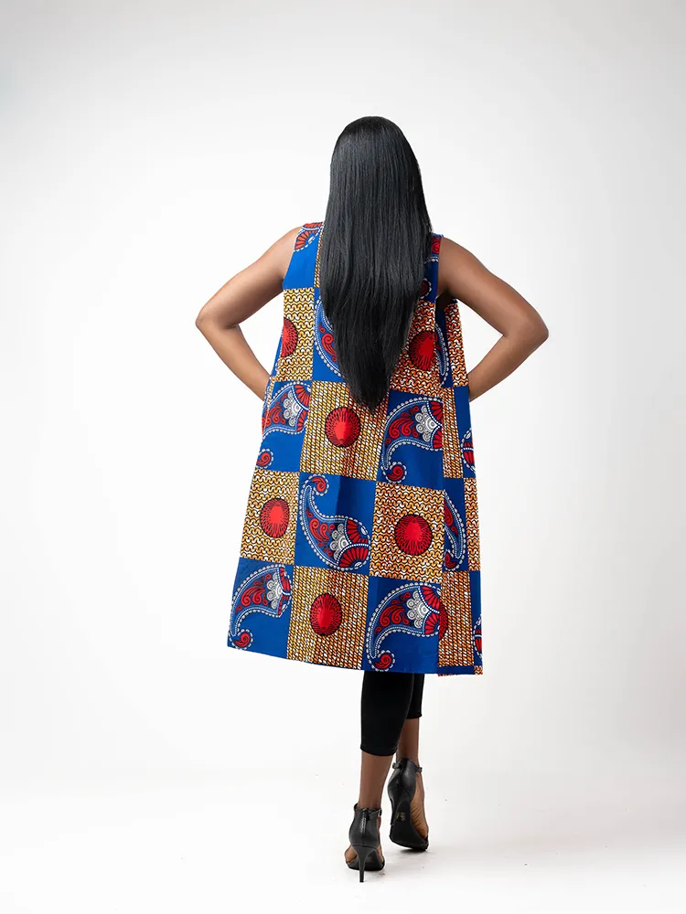 African Print Kiara open front overcoat