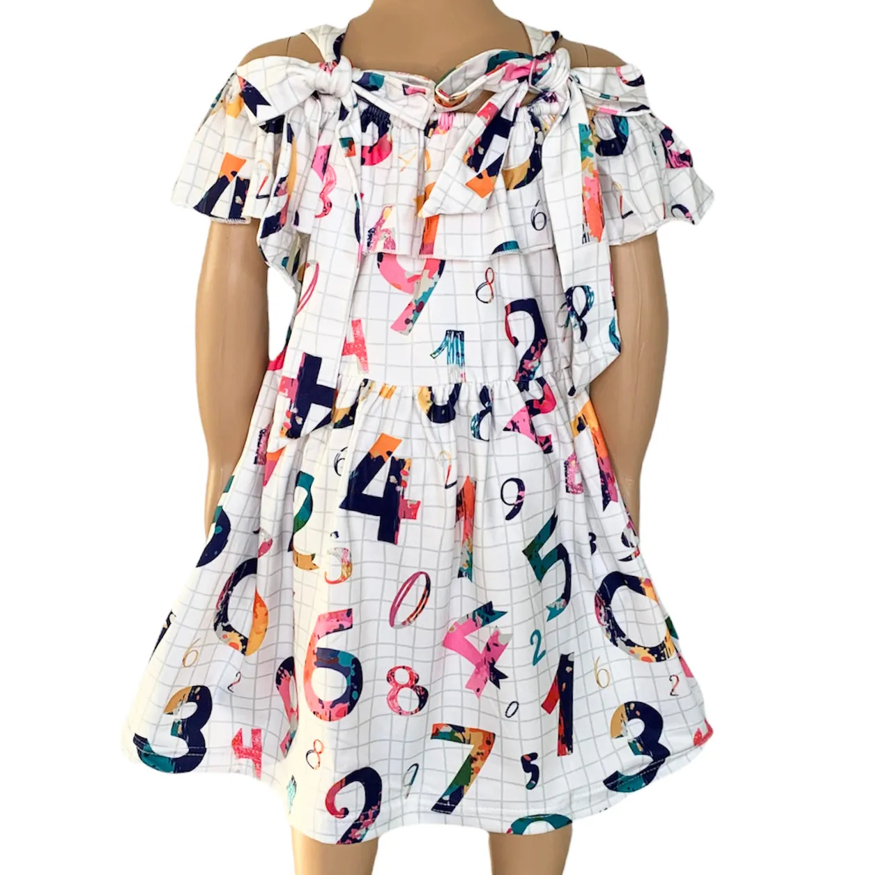 AL Limited Little & Big Girls Colorful Numbers Ruffle Dress Back To School