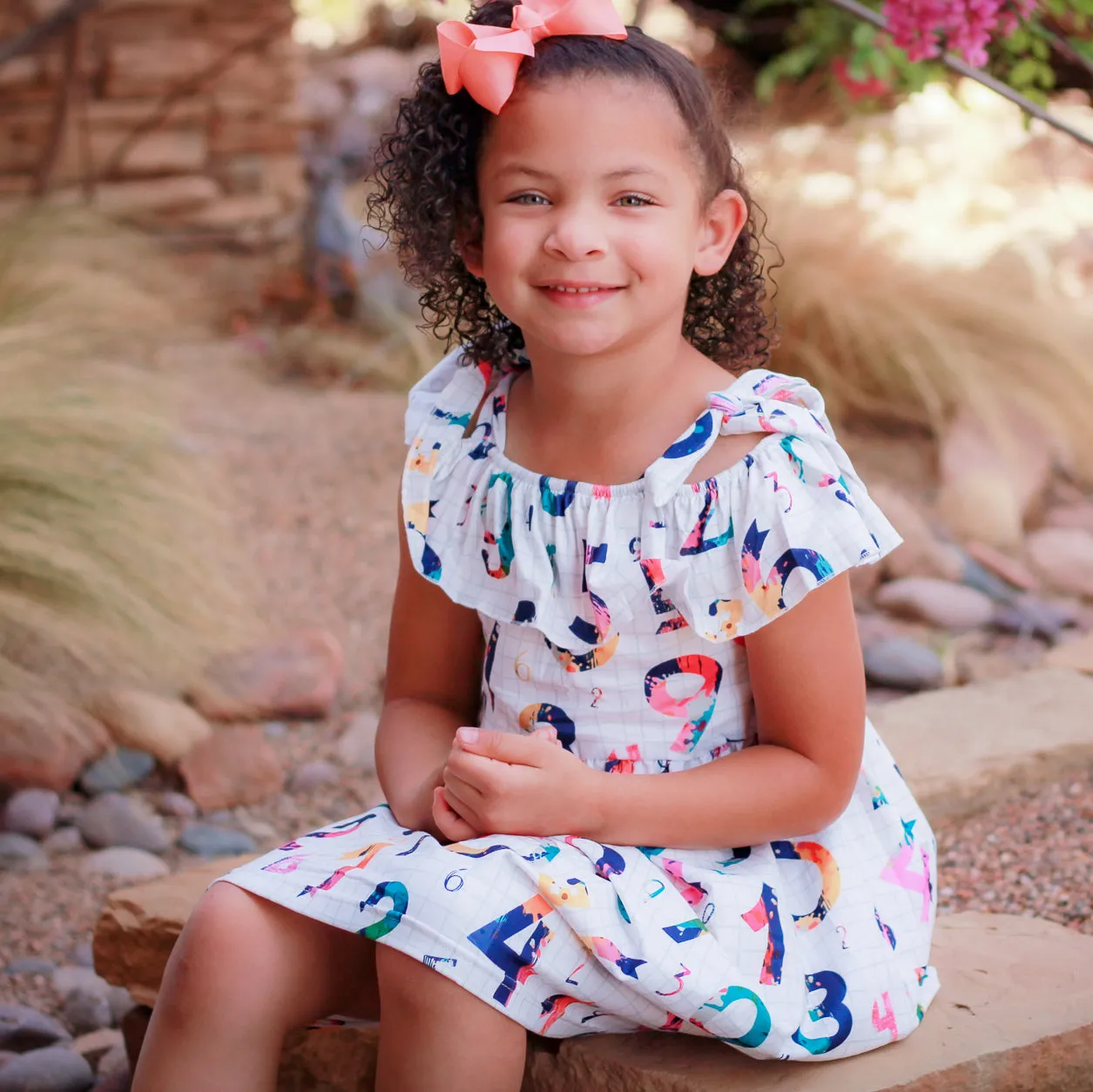 AL Limited Little & Big Girls Colorful Numbers Ruffle Dress Back To School