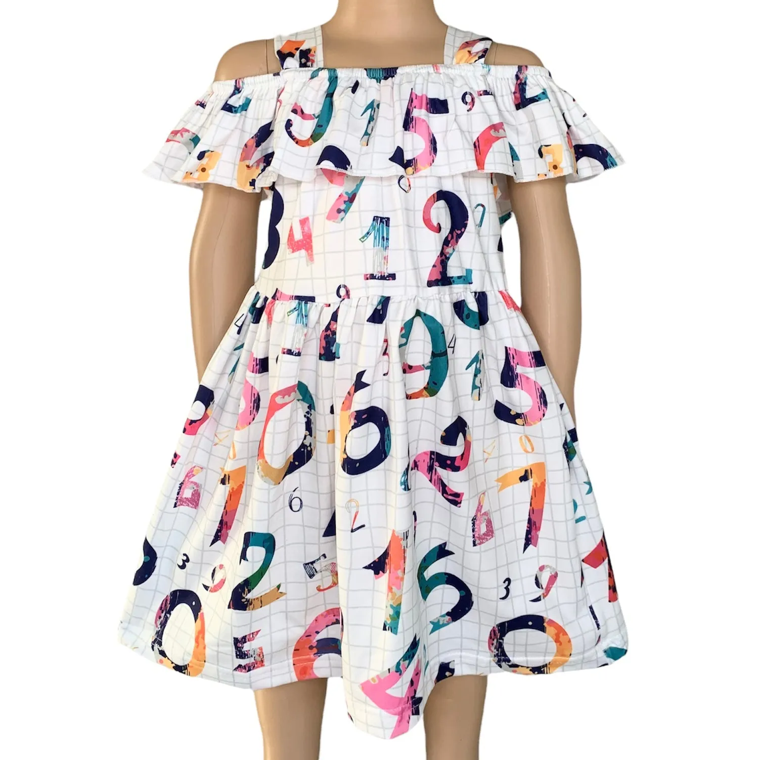 AL Limited Little & Big Girls Colorful Numbers Ruffle Dress Back To School