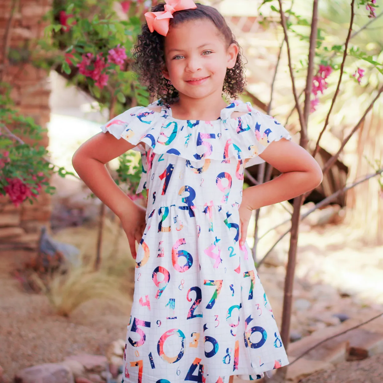 AL Limited Little & Big Girls Colorful Numbers Ruffle Dress Back To School