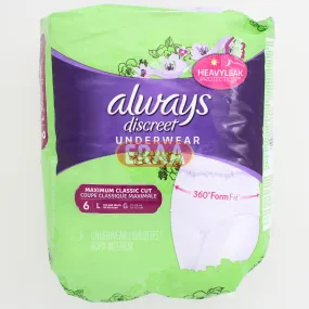 Always Discreet Underwear Large ( 6 underwear)