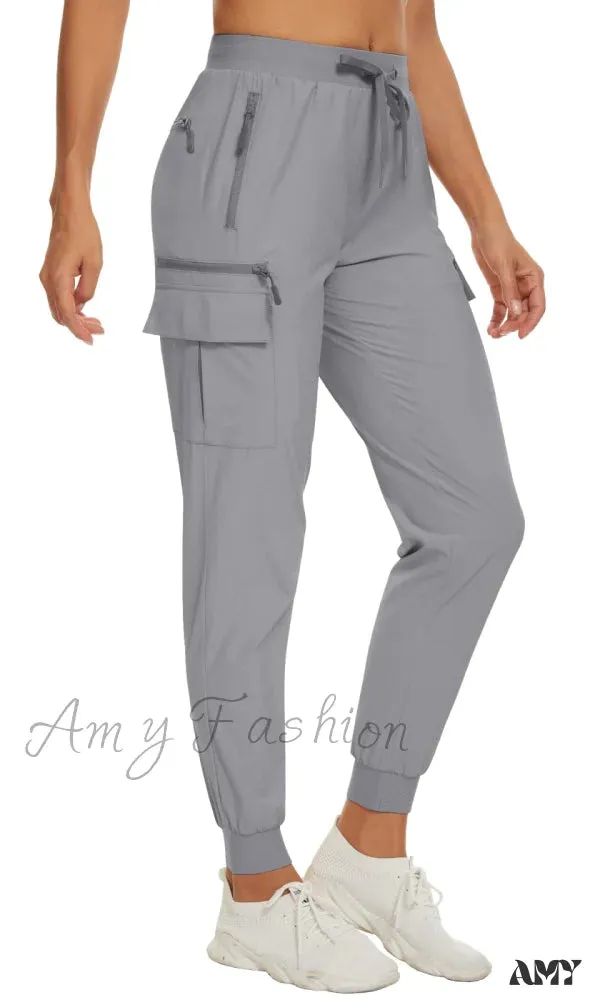 Amy Fashion - Elastic Waist Casual Long Trousers