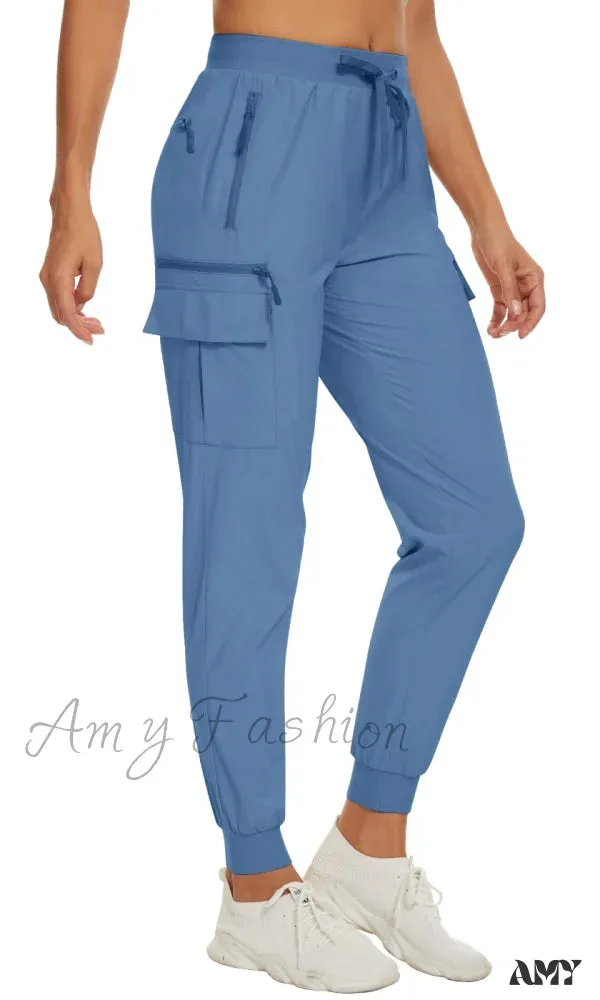 Amy Fashion - Elastic Waist Casual Long Trousers