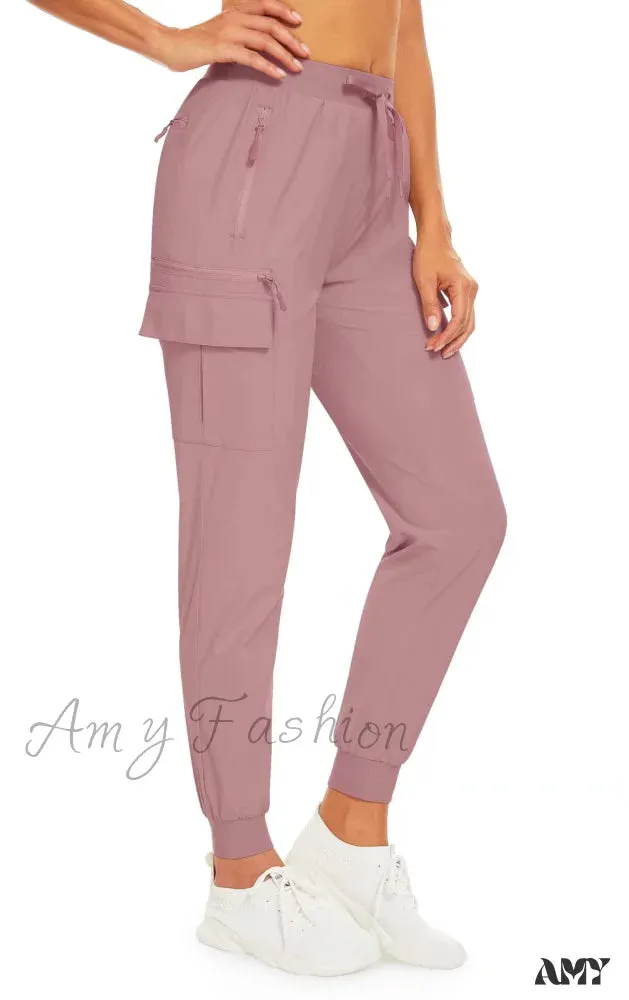 Amy Fashion - Elastic Waist Casual Long Trousers