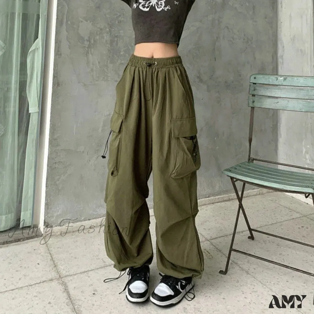 Amy Fashion - Straight Trousers Fashion Wide Leg Pockets Joggers Trousers