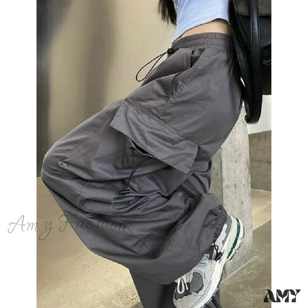 Amy Fashion - Straight Trousers Fashion Wide Leg Pockets Joggers Trousers