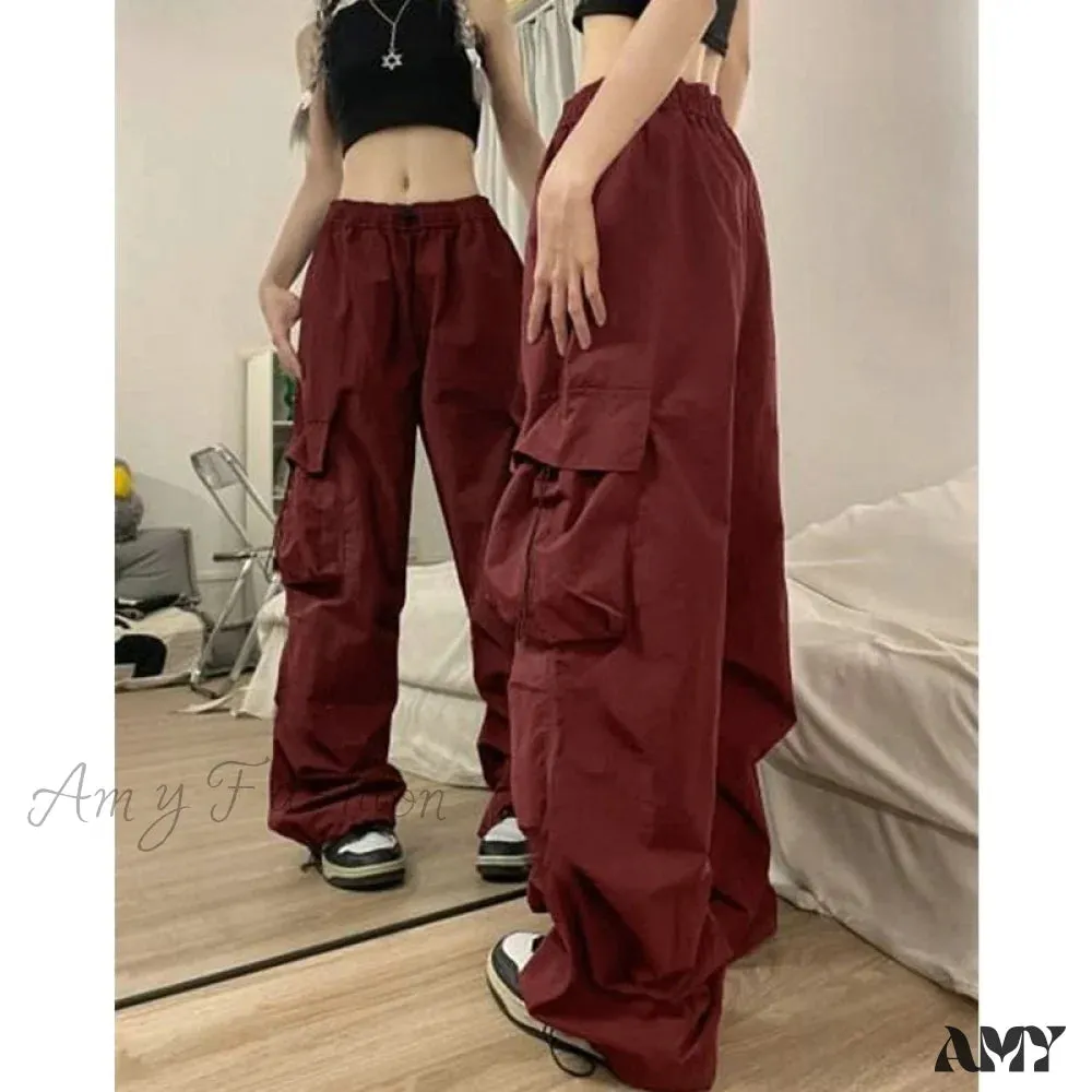 Amy Fashion - Straight Trousers Fashion Wide Leg Pockets Joggers Trousers