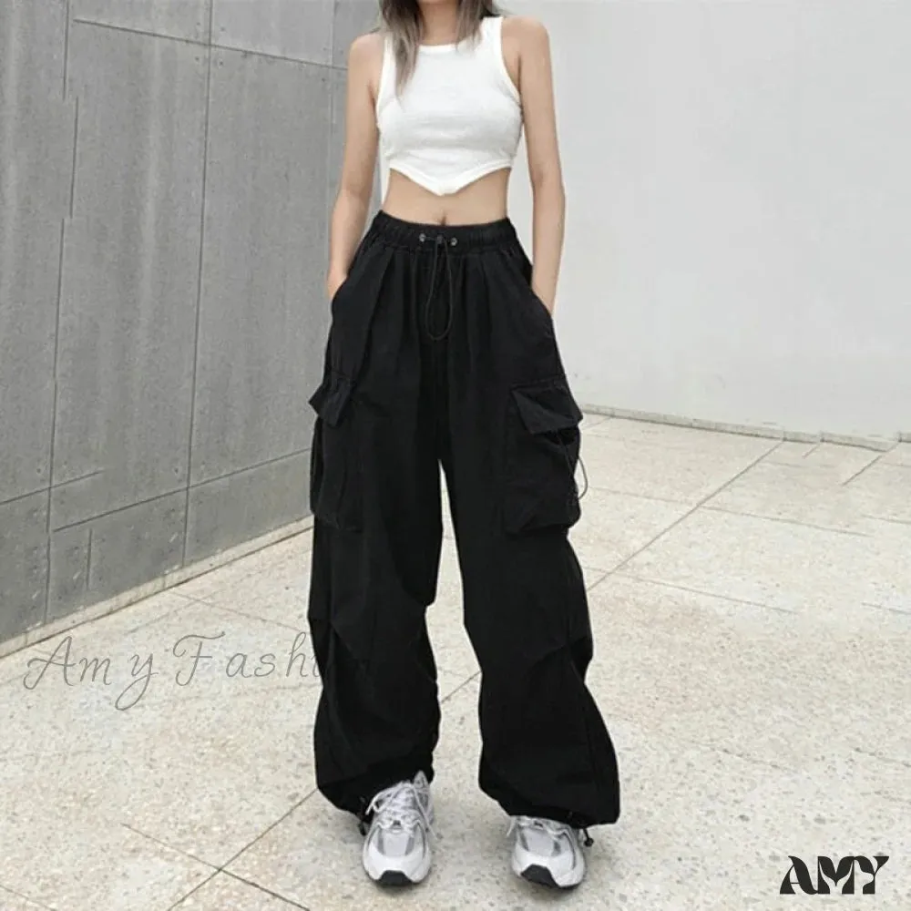 Amy Fashion - Straight Trousers Fashion Wide Leg Pockets Joggers Trousers