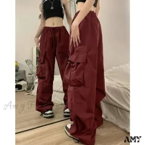 Amy Fashion - Straight Trousers Fashion Wide Leg Pockets Joggers Trousers