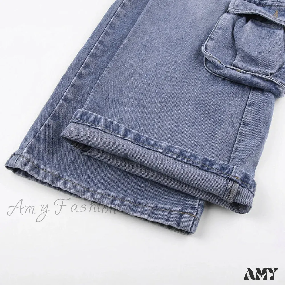 Amy Fashion - Wide Leg High Waist Straight Trousers Overalls