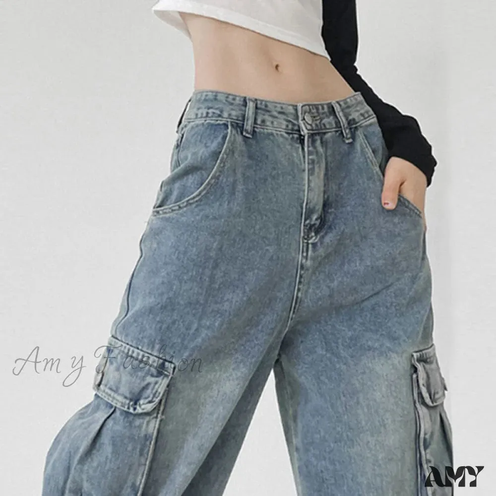 Amy Fashion - Wide Leg High Waist Straight Trousers Overalls