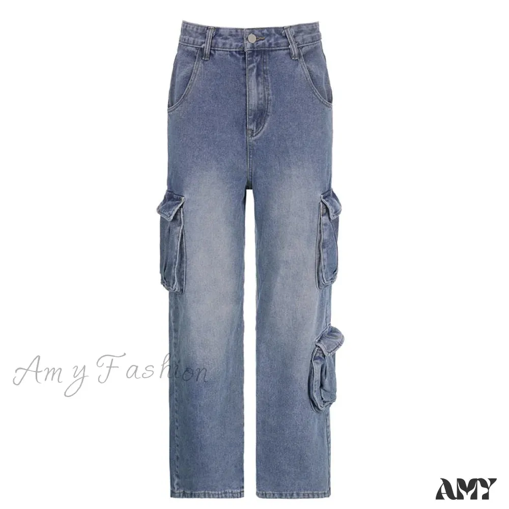 Amy Fashion - Wide Leg High Waist Straight Trousers Overalls