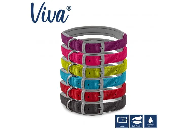 Ancol - Viva Nylon Padded Buckle Collar - Pink - Size 7 (50-59cm)