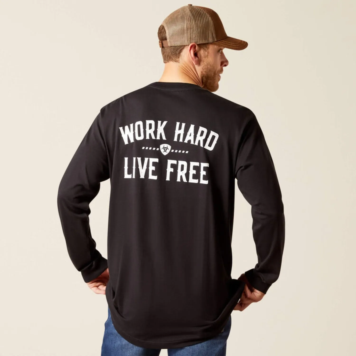 Ariat Men's Rebar Cotton Strong Work Hard Live Free Graphic Long Sleeve T-Shirt