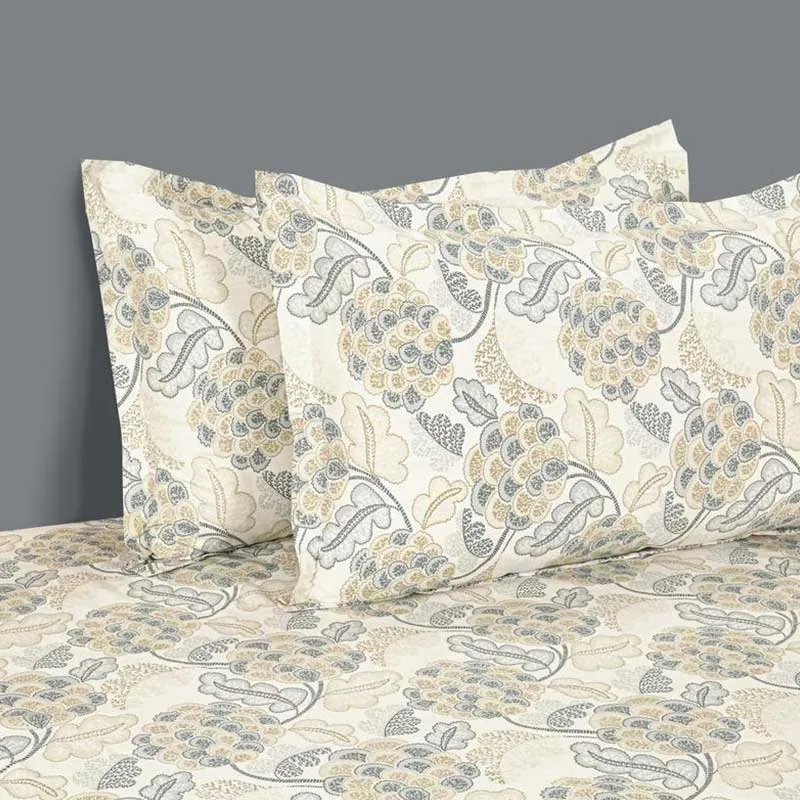 Armeria Maritima Floral Print Cotton Bedding Set With Pillow Covers | Double , Double Fitted  Or  King Size   | 90 x 108 Inches , 72 x 78  Inches , 108 x 108 Inches