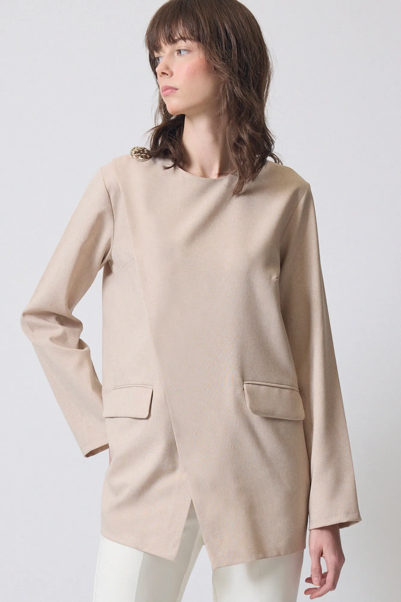 ASYMMETRIC CUT CREPE TUNIC