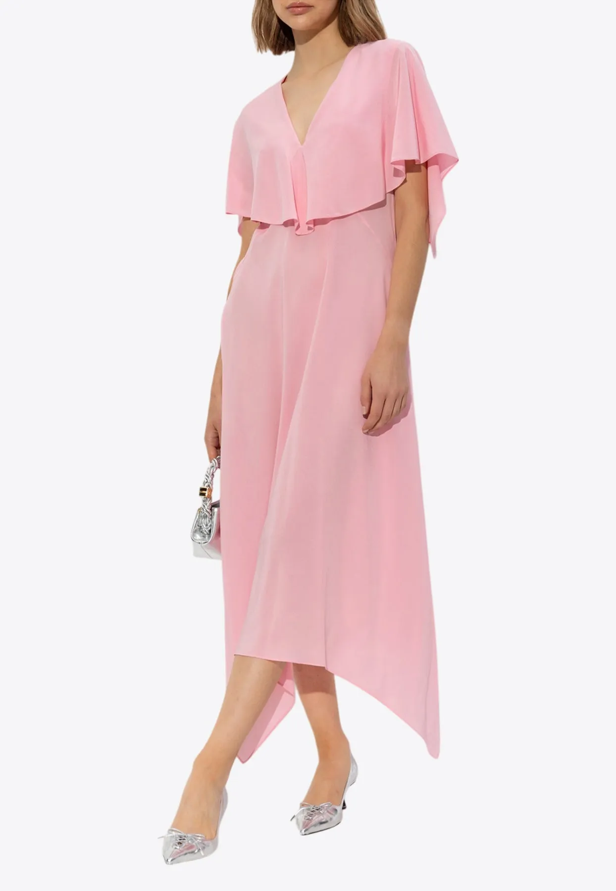 Asymmetric Silk Midi Dress