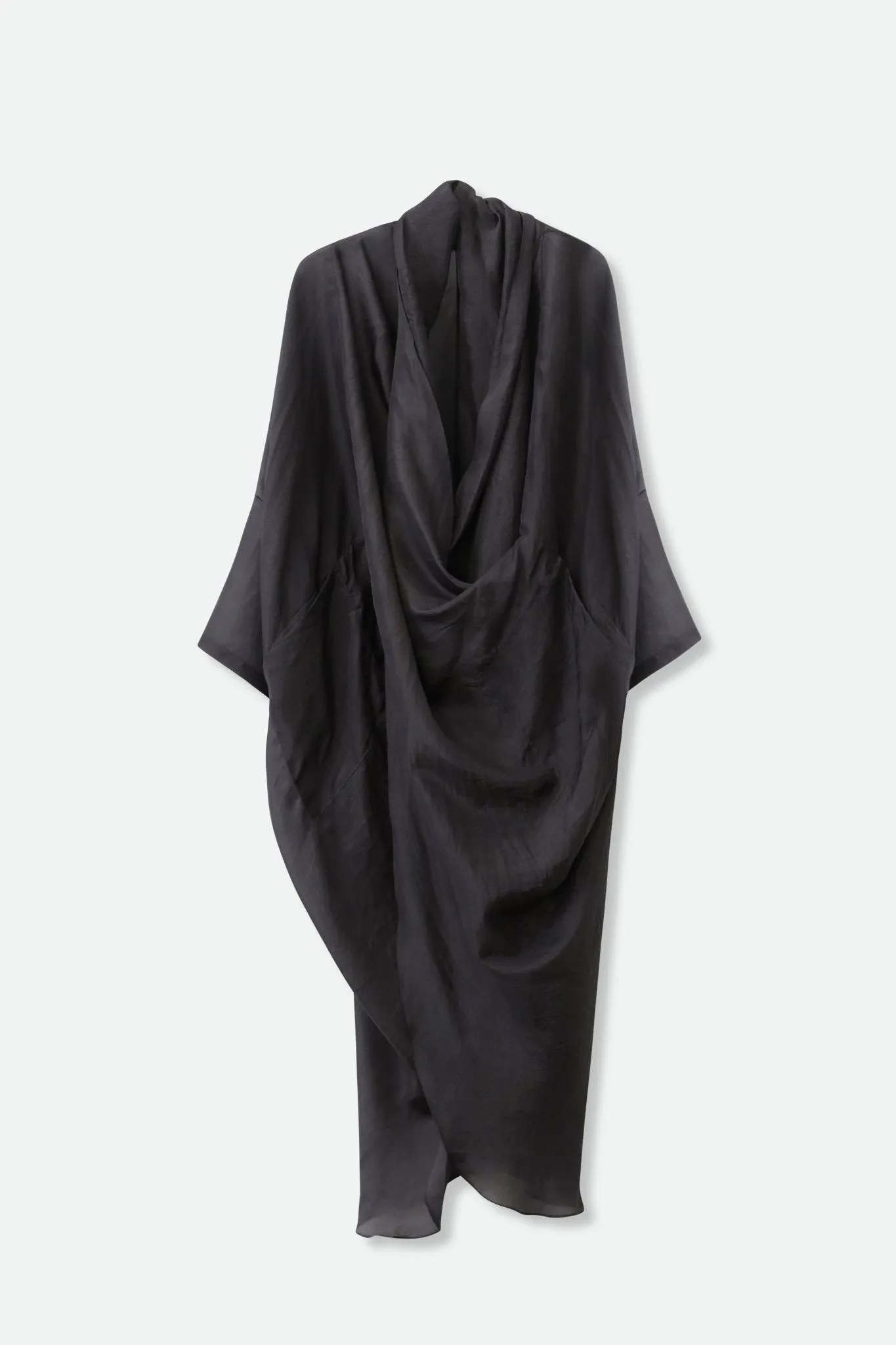 ATHENA CAPE WRAP IN SILK VOILE CHARCOAL