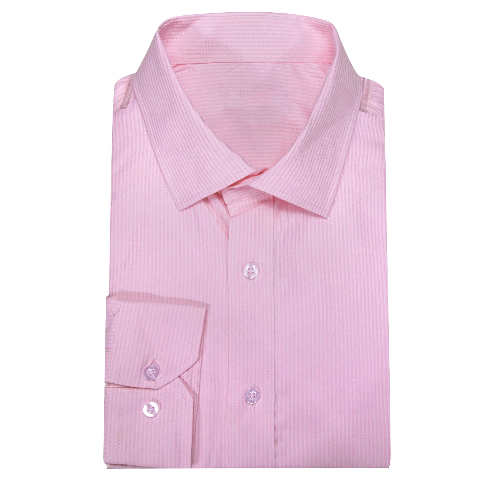 Baby Pink Solid Men's Long Sleeve Work Shirt