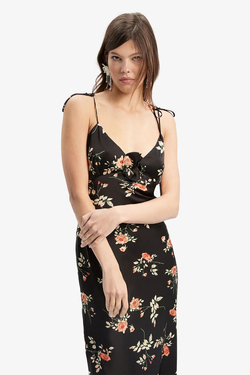 Bardot Andy Slip Midi Dress in Black Floral