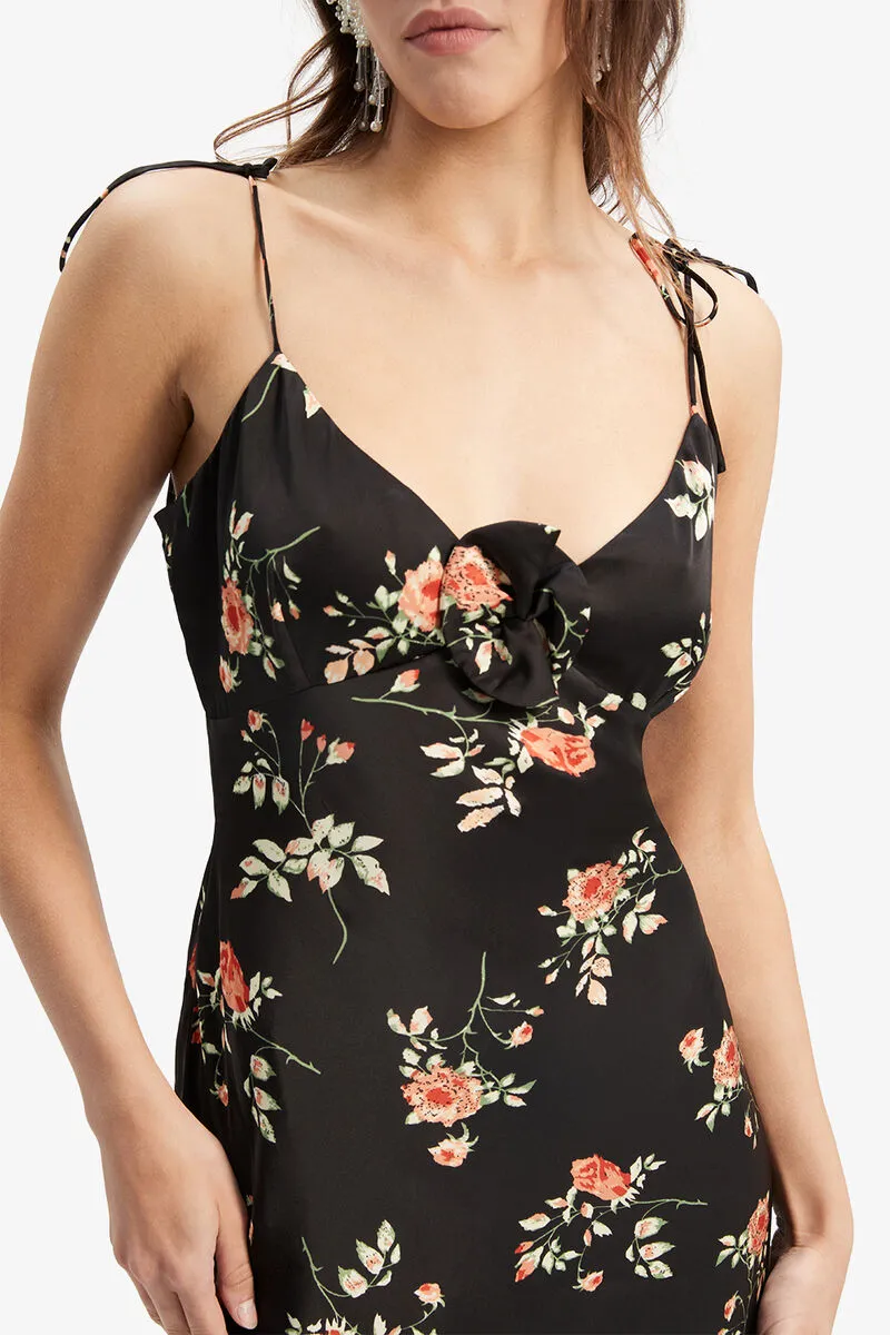 Bardot Andy Slip Midi Dress in Black Floral