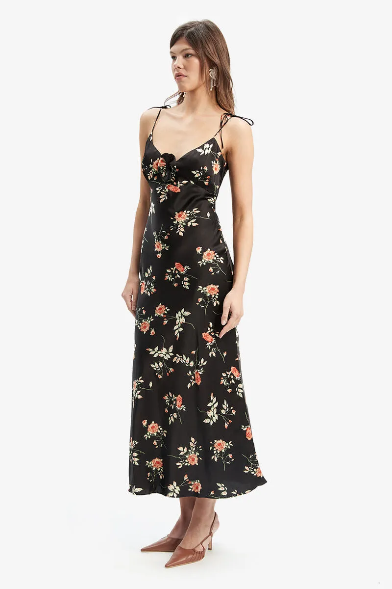 Bardot Andy Slip Midi Dress in Black Floral