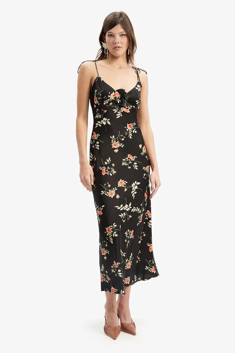 Bardot Andy Slip Midi Dress in Black Floral