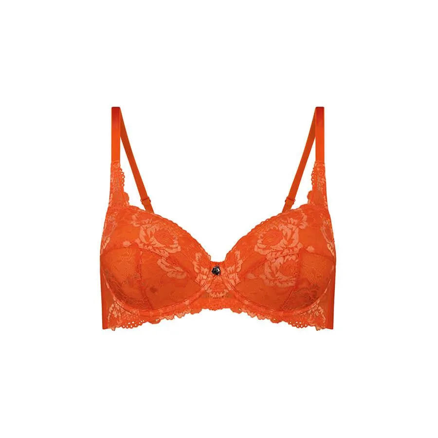 Bella Rosa Lace Padded Balconette Bra - Salsa