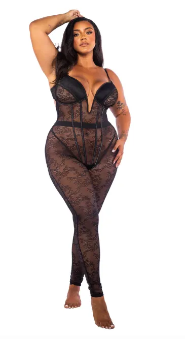 Belle Noir 3-Piece Catsuit - Ll715