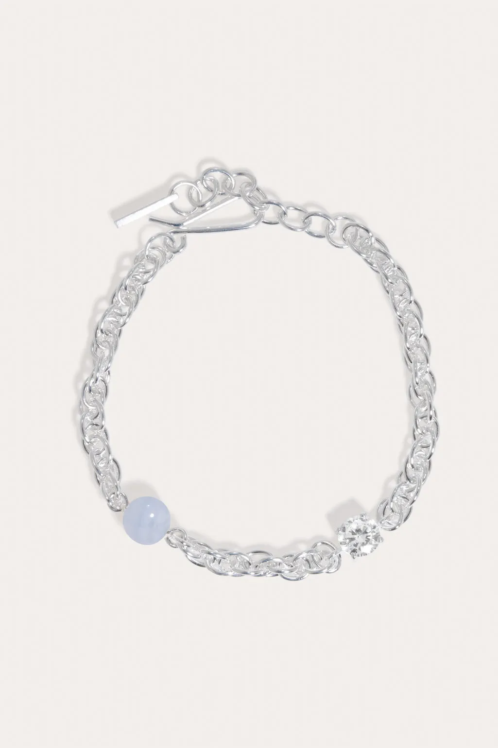 Bind - Blue Lace Agate and Zirconia Recycled Silver Bracelet