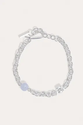 Bind - Blue Lace Agate and Zirconia Recycled Silver Bracelet