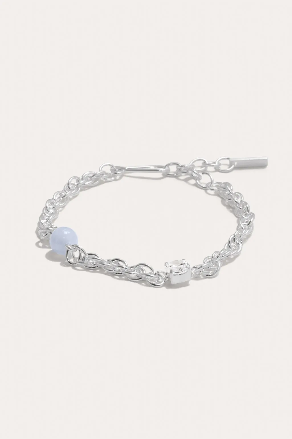 Bind - Blue Lace Agate and Zirconia Recycled Silver Bracelet