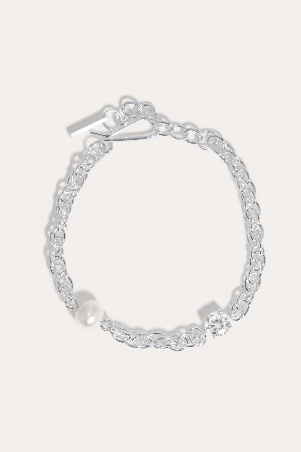 Bind - Pearl and Zirconia Recycled Silver Bracelet