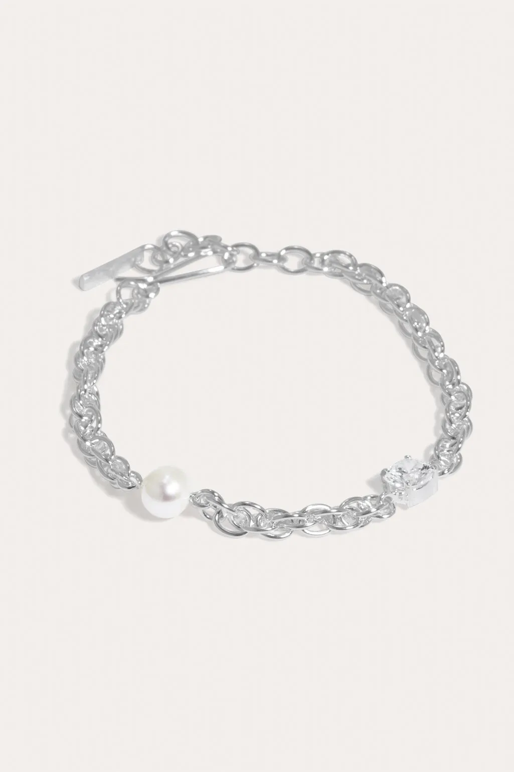 Bind - Pearl and Zirconia Recycled Silver Bracelet