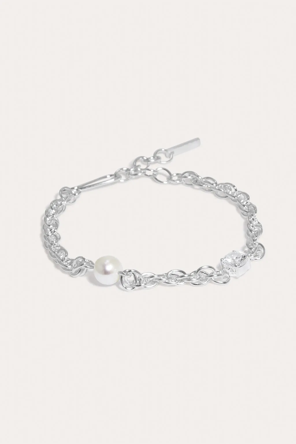 Bind - Pearl and Zirconia Recycled Silver Bracelet