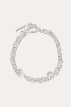 Bind - Pearl and Zirconia Recycled Silver Bracelet