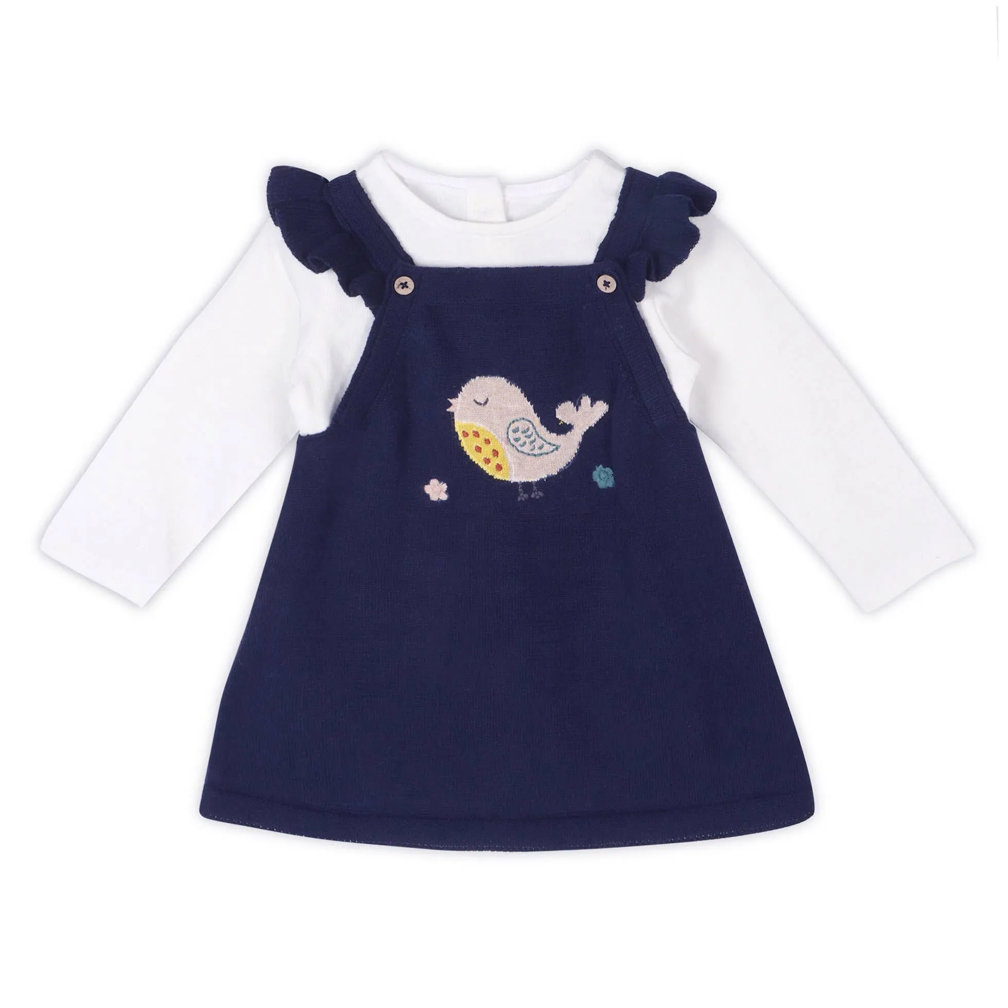 Bird Ruffle Baby Girl Tunic Dress & Bodysuit