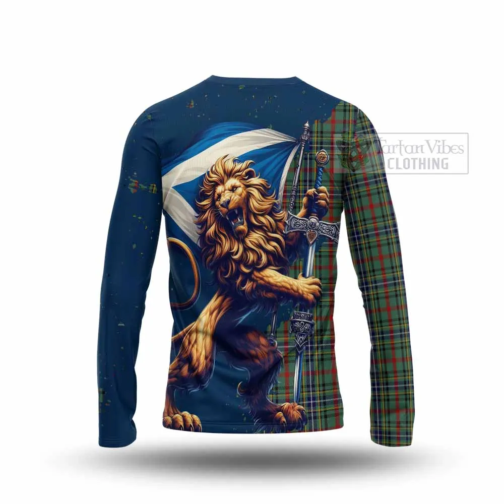 Bisset Tartan Family Crest Long Sleeve T-Shirt with Scottish Majestic Lion